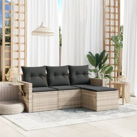 Garden sofa set 4 pieces with gray synthetic rattan cushions by , Garden sets - Ref: Foro24-3220071, Price: 291,42 €, Discoun...