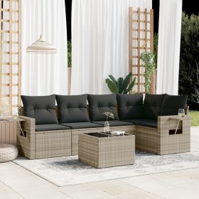 Garden sofa set 6 pieces and gray synthetic rattan cushions by , Garden sets - Ref: Foro24-3220141, Price: 441,42 €, Discount: %