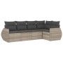 Gartensofa-Set und Kissen, 5-teilig, aus hellem grauem Kunststoff-Rattan. von , Gartensets - Ref: Foro24-3221331, Preis: 421,...