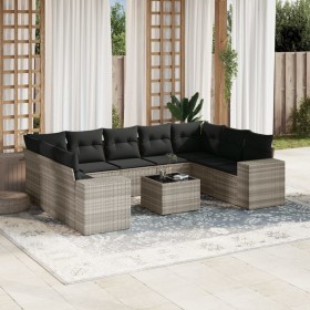 Set of 10-piece garden sofas with light gray synthetic rattan cushions by , Garden sets - Ref: Foro24-3223011, Price: 725,12 ...