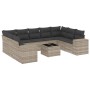 Set of 10-piece garden sofas with light gray synthetic rattan cushions by , Garden sets - Ref: Foro24-3223011, Price: 727,06 ...