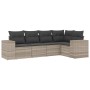 Gartensofa-Set und Kissen, 5-teilig, aus hellem grauem Kunststoff-Rattan. von , Gartensets - Ref: Foro24-3254869, Preis: 415,...