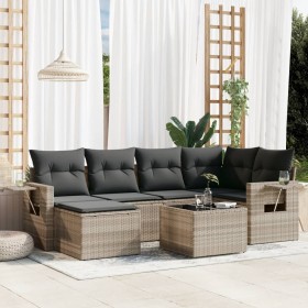 Garden sofa set 7 pieces with light gray PE rattan cushions by , Garden sets - Ref: Foro24-3220471, Price: 512,91 €, Discount: %