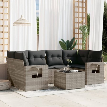 Gartensofagarnitur 7-teilig mit Polstern, helles graues PE-Rattan von , Gartensets - Ref: Foro24-3219921, Preis: 535,55 €, Ra...