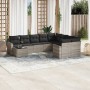 Gartensofa-Set, 10-teilig, mit Kissen, aus hellem grauen Kunststoff-Rattan. von , Modulare Sofas für den Außenbereich - Ref: ...