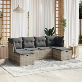 Garden sofa set 6 pieces and gray synthetic rattan cushions by , Garden sets - Ref: Foro24-3263238, Price: 426,19 €, Discount: %