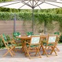 7-piece garden dining set, solid wood with leaf pattern fabric. by , Garden sets - Ref: Foro24-3281716, Price: 472,43 €, Disc...