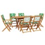 Garten-Essgruppe 7-teilig, Stoff, Massivholz, Blättermuster von , Gartensets - Ref: Foro24-3281716, Preis: 472,43 €, Rabatt: %