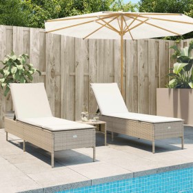 Set of 3-piece synthetic rattan sun loungers with beige cushions by , Loungers - Ref: Foro24-3284267, Price: 312,99 €, Discou...