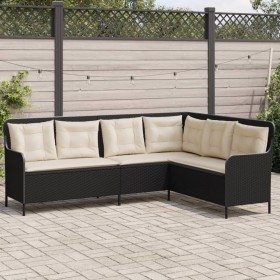 L-förmiges Gartensofa mit schwarzen Kissen aus synthetischem Rattan von , Outdoor-Sofas - Ref: Foro24-369000, Preis: 340,17 €...