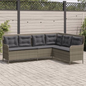 Gartensofa in L-Form mit grauen Kissen aus synthetischem Rattan. von , Outdoor-Sofas - Ref: Foro24-369002, Preis: 348,83 €, R...