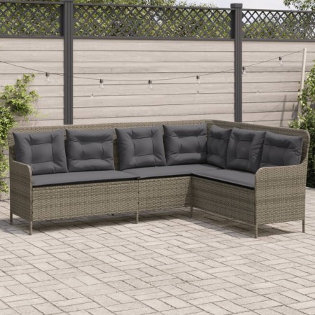 Gartensofa in L-Form mit grauen Kissen aus synthetischem Rattan. von , Outdoor-Sofas - Ref: Foro24-369002, Preis: 348,48 €, R...