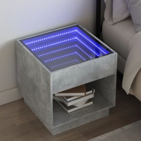 Mesita de noche con Infinity LED gris hormigón 50x50x50 cm de , Mesitas de noche - Ref: Foro24-3284087, Precio: 103,04 €, Des...