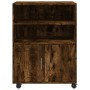 Wheeled cabinet made of smoked oak engineered wood, measuring 60x48x81 cm. by , Filing cabinets - Ref: Foro24-853168, Price: ...