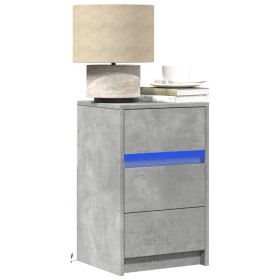 Bedside table with gray concrete engineered wood LED lights by , Nightstands - Ref: Foro24-852015, Price: 63,27 €, Discount: %