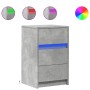 Bedside table with gray concrete engineered wood LED lights by , Nightstands - Ref: Foro24-852015, Price: 63,11 €, Discount: %