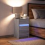 Mesita de noche con luces LED madera de ingeniería gris Sonoma de , Mesitas de noche - Ref: Foro24-852017, Precio: 64,46 €, D...