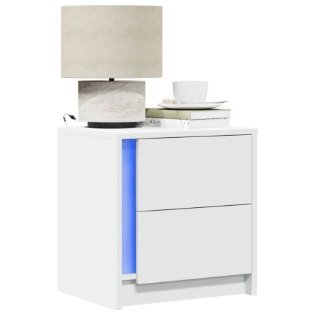 Bedside tables with LED lights 2 units white engineered wood by , Nightstands - Ref: Foro24-852048, Price: 103,01 €, Discount: %