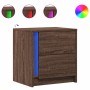 Bedside tables with LED lights 2 units engineered wood oak brown by , Nightstands - Ref: Foro24-852060, Price: 103,01 €, Disc...