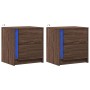 Bedside tables with LED lights 2 units engineered wood oak brown by , Nightstands - Ref: Foro24-852060, Price: 103,01 €, Disc...