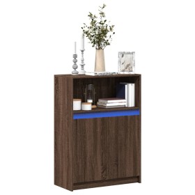 Sideboard with LED lights, engineered wood in brown oak, 72x34x100 cm. by , Sideboards - Ref: Foro24-852165, Price: 93,99 €, ...