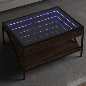 Mesa de centro con Infinity LED marrón roble 70x50x38 cm de , Mesas de centro - Ref: Foro24-847706, Precio: 108,99 €, Descuen...