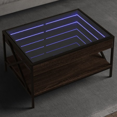 Mesa de centro con Infinity LED marrón roble 70x50x38 cm de , Mesas de centro - Ref: Foro24-847706, Precio: 109,09 €, Descuen...