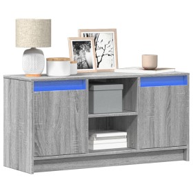 TV stand with LED in gray Sonoma engineered wood 100x34x50 cm by , TV Furniture - Ref: Foro24-852192, Price: 82,99 €, Discoun...