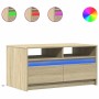 Center table with LED lights made of Sonoma oak engineered wood by , Coffee table - Ref: Foro24-851993, Price: 93,99 €, Disco...