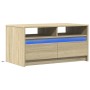 Mesa de centro con luces LED madera de ingeniería roble Sonoma de , Mesas de centro - Ref: Foro24-851993, Precio: 94,15 €, De...