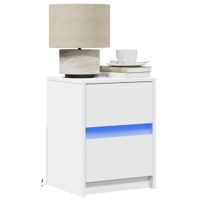 Bedside tables with LED lights 2 units white engineered wood by , Nightstands - Ref: Foro24-852034, Price: 100,22 €, Discount: %