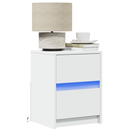 Bedside tables with LED lights 2 units white engineered wood by , Nightstands - Ref: Foro24-852034, Price: 100,13 €, Discount: %