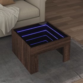 Mesa de centro con Infinity LED marrón roble 50x50x30 cm de , Mesas de centro - Ref: Foro24-847608, Precio: 84,99 €, Descuent...