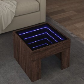 Mesa de centro con Infinity LED marrón roble 40x40x30 cm de , Mesas de centro - Ref: Foro24-847601, Precio: 71,99 €, Descuent...