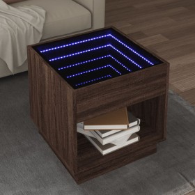 Mesa de centro con Infinity LED marrón roble 50x50x50 cm de , Mesas de centro - Ref: Foro24-847657, Precio: 106,99 €, Descuen...