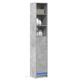 Display cabinet with LED lights, engineered wood in gray concrete, 36x32.5x200 cm by , Sideboards - Ref: Foro24-852127, Price...