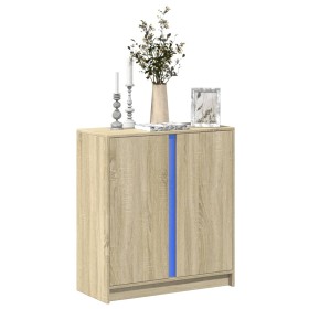 Aparador con LED madera de ingeniería roble Sonoma 77x34x85 cm de , Aparadores - Ref: Foro24-852133, Precio: 86,99 €, Descuen...