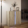 Sideboard with LED lights, engineered wood in Sonoma oak, 77x34x85 cm. by , Sideboards - Ref: Foro24-852133, Price: 86,60 €, ...