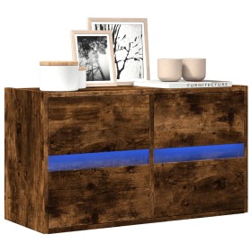 Wall-mounted TV stand with smoked oak LED lights 80x31x45 cm by , TV Furniture - Ref: Foro24-852289, Price: 79,93 €, Discount: %