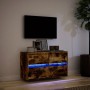 Mueble de TV de pared con luces LED roble ahumado 80x31x45 cm de , Muebles TV - Ref: Foro24-852289, Precio: 79,93 €, Descuent...