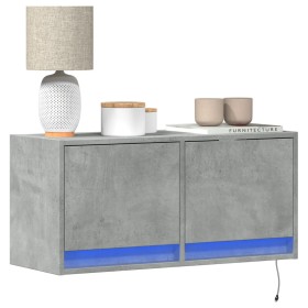 Wall-mounted TV stand with LED lights in concrete gray, 80x31x35 cm. by , TV Furniture - Ref: Foro24-852358, Price: 67,99 €, ...