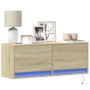 Wall-mounted TV unit with LED lights Sonoma oak 100x31x35 cm by , TV Furniture - Ref: Foro24-852364, Price: 75,79 €, Discount: %