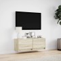 Wall-mounted TV unit with LED lights Sonoma oak 100x31x35 cm by , TV Furniture - Ref: Foro24-852364, Price: 75,79 €, Discount: %