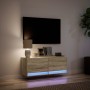 Wall-mounted TV unit with LED lights Sonoma oak 100x31x35 cm by , TV Furniture - Ref: Foro24-852364, Price: 75,79 €, Discount: %