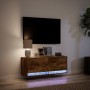 Wall-mounted TV stand with LED lights in smoked oak, 100x31x35 cm. by , TV Furniture - Ref: Foro24-852366, Price: 75,99 €, Di...