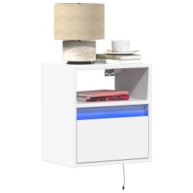 Wall-mounted bedside tables with LED lights, 2 units, white by , Nightstands - Ref: Foro24-3307976, Price: 102,99 €, Discount: %