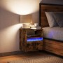 Wall-mounted bedside table with LED lights in smoked oak. by , Nightstands - Ref: Foro24-3307983, Price: 55,81 €, Discount: %