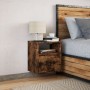 Wall-mounted bedside table with LED lights in smoked oak. by , Nightstands - Ref: Foro24-3307983, Price: 55,81 €, Discount: %