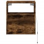 Wall-mounted bedside table with LED lights in smoked oak. by , Nightstands - Ref: Foro24-3307983, Price: 55,81 €, Discount: %