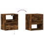 Wall-mounted bedside table with LED lights in smoked oak. by , Nightstands - Ref: Foro24-3307983, Price: 55,81 €, Discount: %